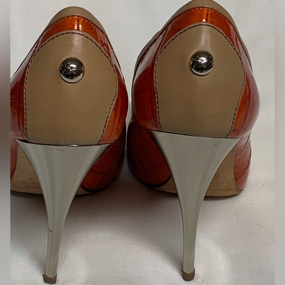 Giuseppe Zanotti Orange and Tan Croc-Embossed Heels Sz 36/6. Price Firm. - Picture 6 of 11